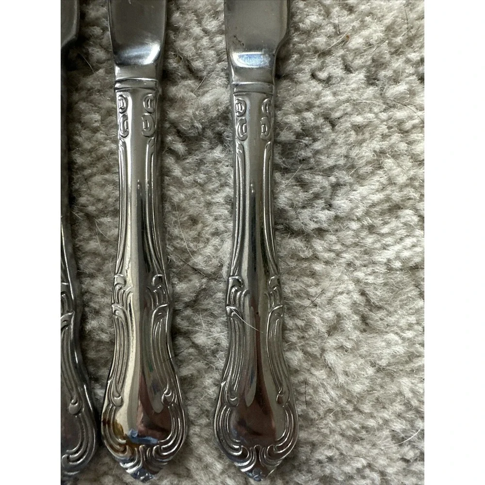 4 Wallace ASHFORD Stainless 18/10 China Glossy‎ Silverware Dinner Knife Flatware